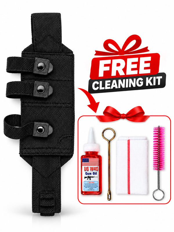 Tactical Mag Holder with 3 Snap Pouches, Cartridge Loops and Free Cleaning Kit
