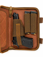 Genuine Cow Leather Pistol Case with Magazine Pockets