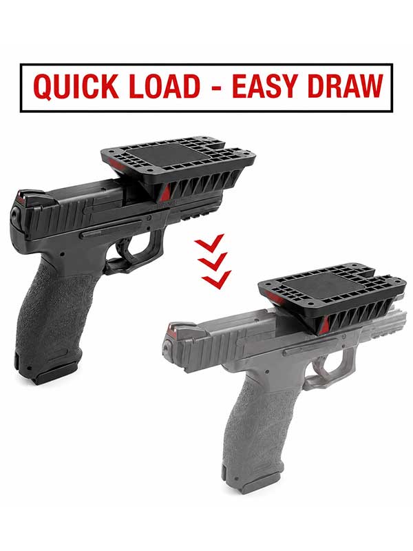 Magnetic Quick Draw Gun Mount for Compact, Mid Size and Full Size Pistols