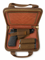 Genuine Cow Leather Pistol Case with Magazine Pockets